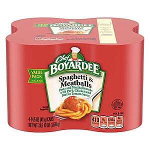 4-Pack 14.5-Oz Chef Boyardee Spaghetti & Meatballs $3.00 w/ S&S + Free Shipping w/ Prime or on $35+