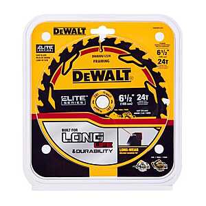 DEWALT Elite Series 6-1/2 in. D X 5/8 in. Carbide Circular Saw Blade 24 teeth 1 pk $11.98