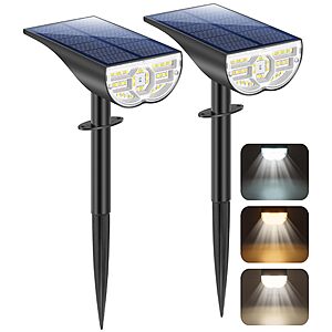 2 Pack 44LED 5-Mode Solar Powered Sensor Spotlights $10 + Free Shipping w/ Prime or orders $35+