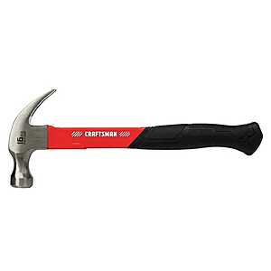CRAFTSMAN 16 oz Smooth Face General Purpose Claw Hammer 10.75 in. Fiberglass Handle $12.99