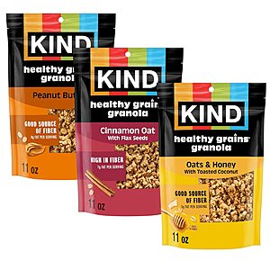 3-Pack 11-Oz KIND Healthy Grains Granola Clusters Variety Pack (Peanut Butter, Cinnamon Oat & Oats/Honey) $8.09 w/ S&S + Free Shipping w/ Prime or on $35+