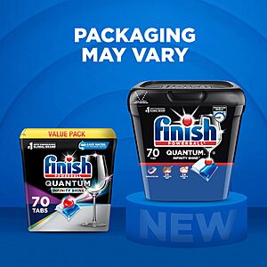 $43.95-38.75 S&S Q: Earn $15 Amazon Credit:70 ct Finish Quantum Infinity Shine Dishwasher Pods and 3 x JetDry 23oz (see post for details)