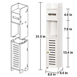 $19.69 FS WALMART+ by Vaparinckl Toilet Paper Holder Stand, Small Bathroom Storage Cabinet with Door & Shelves for Regular Rolls, Corner Space-Saving Organizer, White