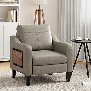Latitude Run Wide Upholstered Accent Chair Faux Leather Armchair (Various) from $199.99