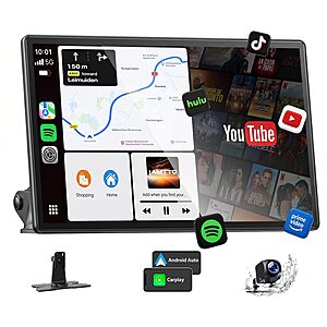 11" LAMTTO Wireless Carplay Screen w/ Apps & Backup Camera $111.99 + Free Shipping