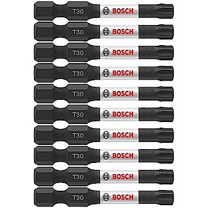 $8.32* | 10-Pack BOSCH Torx #30 Impact Tough Screwdriving Power Bits (ITT302B) at Amazon