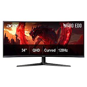 Acer Nitro 34" Class WQHD Curved Gaming Monitor $189.99 free Shipping Costco.com