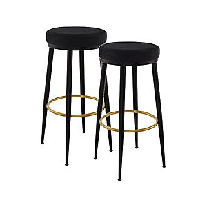 Set of 2 - Ball & Cast Modern Round Bar Stools 30 inch Upholestered Metal Frame Stool - $49.99 + free shipping with Prime
