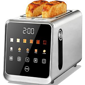 Foyoconven 2 Slice Toaster Smart Touchscreen Wide Slot with Bagel Mode $55.79