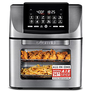 Gourmia Air Fryer - 14 Qt All-in-One Rotisserie Oven with Digital Display, 12 Presets, Roast, Bake, Broil $99.67