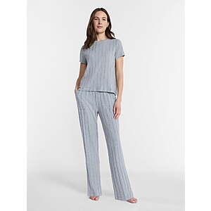 Lissome Women's Rib Knit Top and Pants Pajama Set, 2-Piece, Sizes S-3X (4 colors) - $9.98