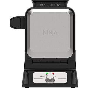 Ninja Belgian Waffle Maker Pro, 5 Shade Settings, Black/Silver, BW1001 $79.99