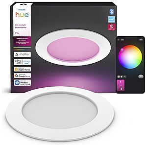 Philips Hue Slim Downlight, Recessed LED Ceiling Light, 1-Pack, White $38.5