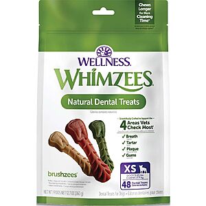 48-Count 12.7oz Whimzees Brushzees Extra-Small Natural Dog Dental Chews $6.53 w/ S&S + Free Shipping w/ Prime or on $35+