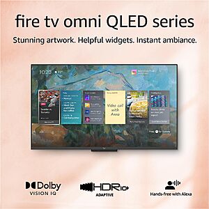 Amazon Fire TV 50" Omni QLED Series 4K UHD smart TV, Dolby Vision IQ, Fire TV Ambient Experience, local dimming, hands-free with Alexa $289.99