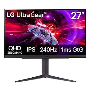 LG 27GR83Q-B 27-inch Ultragear QHD (2560x1440) IPS Gaming Monitor, 240Hz, 1ms, $265.27
