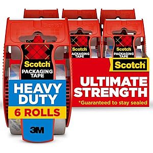 $8.88* | 6-Pk 1.88" x 22.2yd Scotch Heavy Duty Shipping Packing Tape Dispensers at Amazon