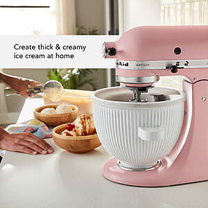 KitchenAid 2-Qt Ice Cream Maker Attachment for select KitchenAid Tilt-Head Stand Mixers, White