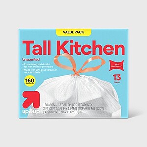 Target Circle: 345 ct ULTRA Stretch 13 Gallon Up & Up Trash Bags   $51.47 or less, get $15 Target Gift Card Free Pick Up or Ship