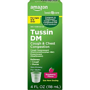 Amazon Basic Care Tussin DM, Cough Plus Chest Congestion Syrup, 4 fl oz $1.6