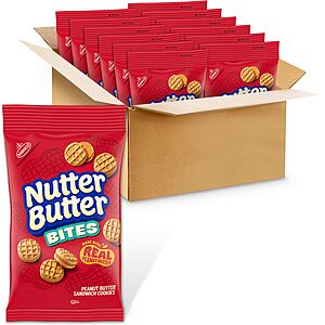 NUTTER BUTTER Bites Peanut Butter Sandwich Cookies, 12 - 3 oz Bags Made with Real Peanut Butter, Certified Kosher~$16.08 After Coupon & S&S @ Amazon