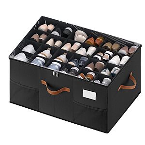 MSTONAL Adjustable Dividers Shoe Storage Box w/ Lid (24 Pairs) $18.99 + Free Shipping w/ Prime or on $35+