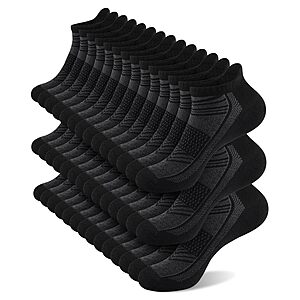 14-Pack Shnn Men's & Women's Ankle Socks w/ Heel Tab (Black) $8.99 + Free Shipping w/ Prime or on $35+