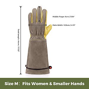 Aegend Long Gardening Gloves, Waterproof Cowhide Leather, Elbow-Length Gauntlet $14.99