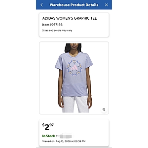 Adidas Women's Graphic Tee $2.97 in Costco stores. YMMV