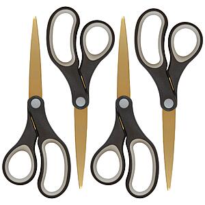 4-Pack Westcott 8-Inch Titanium-Bonded Scissors (Black/Gold) $8.17 + Free Shipping w/Prime