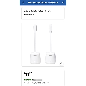 Oxo 2-pack Toilet Brush $11.97 in Costco stores and online. YMMV
