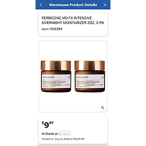 Perricone MD Fx Intensive Overnight Moisturizer, 2 fl oz, 2-pack $9.97 in Costco stores. YMMV