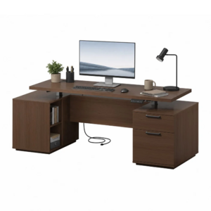 Sikaic 55" Electric Standing Desk w/ Built-in Power Outlets, Drawers & Storage (Walnut) $280 + Free Shipping