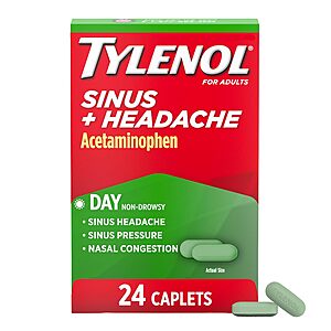 24-Count Tylenol Sinus + Headache Daytime Non-Drowsy Caplets $4.94 w/ S&S + Free Shipping w/ Prime or on $35+