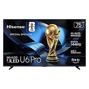 Costco Members: Hisense 75" Class U65 Pro Series: 4K ULED MiniLED Smart TV w/ Allstate 3-Year Protection Plan Bundle Included for 5 Years of Total Coverage $749.99