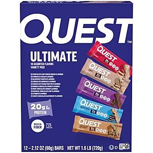 [SnS, AC] $31.78* | 2 × 12-Count 2.12-Oz Quest Nutrition Ultimate Protein Bars (Variety Pack) ($15.90 pk / $1.32 ea) at Amazon