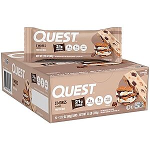 [SnS, AC] $31.63* | 2 × 12-Pack 2.12-Oz Quest Protein Bar (S'mores) ($15.82 each) at Amazon