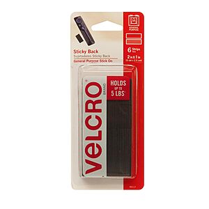 6-Pack VELCRO Brand Sticky Back Hook & Loop Fastener Strips 2" x 1" (Black) $3.14 + Free Shipping w/ Prime or on $35+