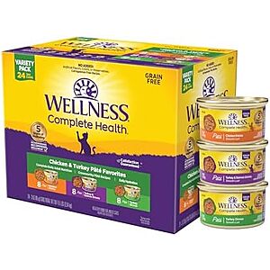 [SnS, AC] $19.66* | 24-Pack 3-Oz Wellness Complete Health Pate Adult Wet Cat Food (Chicken & Turkey Variety Pack) at Amazon (81.9￠ each)