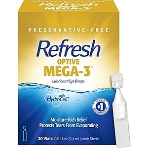 [SnS, AC] $6.50 | 30-Pack 0.01-Oz Refresh Optive Mega-3 Lubricant Eye Drops at Amazon