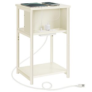VASAGLE 3-Tier Side Table with Charging Station (Cream White) $18.04 + Free S&H at Amazon