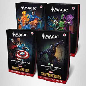 Magic: The Gathering | Marvel Super Heroes Commander Deck Bundle - Includes All 4 Decks (Avengers Assemble, Wakanda Forever, The Fantastic Four, Doom Prevails) $184.95