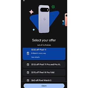 Up to $175 off Pixel 11 or Watch 5 - Google Play Store level perk
