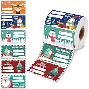 [AC] $4.79** | 500-Piece 2.95"x1.6" OHOME Self Adhesive Christmas Gift Tag Sticker Roll at Amazon