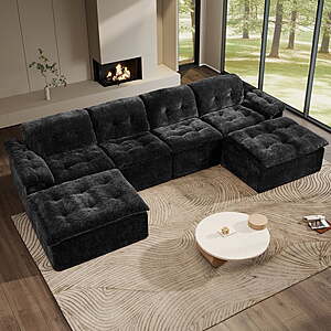 Aukfa 6-Piece U-Shaped Modular Sectional Sofa with 2 Ottomans for Living Room, Ice Flower Chenille (2 Colors) $550