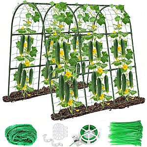 47"x47"x22" U-Shape Cucumber Trellis, Metal Plant Support with Net $18.49