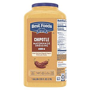 $12.65 S&S Clip Q AMZ Best Foods Chipotle Mayonnaise Dressing Jug, 1 Gallon (128 Fl Oz)