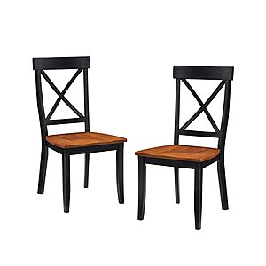 2-Pack Homestyles Bishop Dining Chairs w/ X-Style Back (Black & Oak) $38 + Free Shipping