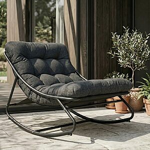 Grand patio Rocking Chair with Cushion for Indoor and Outdoor, Dark Grey $79.99