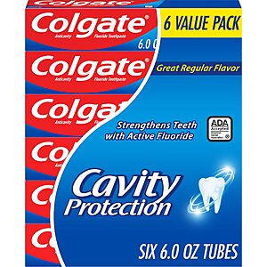 $20.72 S&S MULTIBUY or less 3 xColgate Cavity Protection Fluoride Toothpaste, Mint, 6 Pack, 6 oz  (18 tubes)